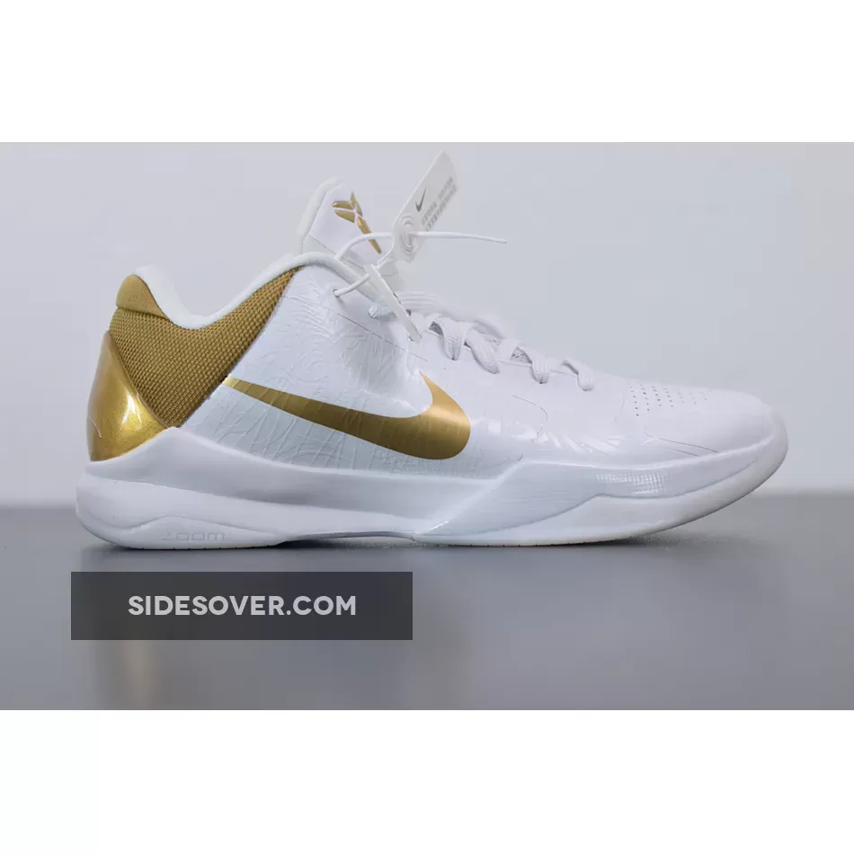 Nike Kobe 5 'Big Stage Home' White Gold - Kobe Gold And White 386429-108