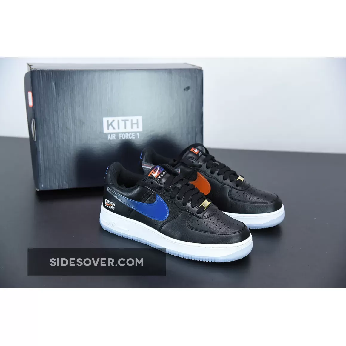 Kith x Nike Air Force 1 Low 'NYC' Black/Team Orange-Black-Rush Blue / kith air force 1 nyc black