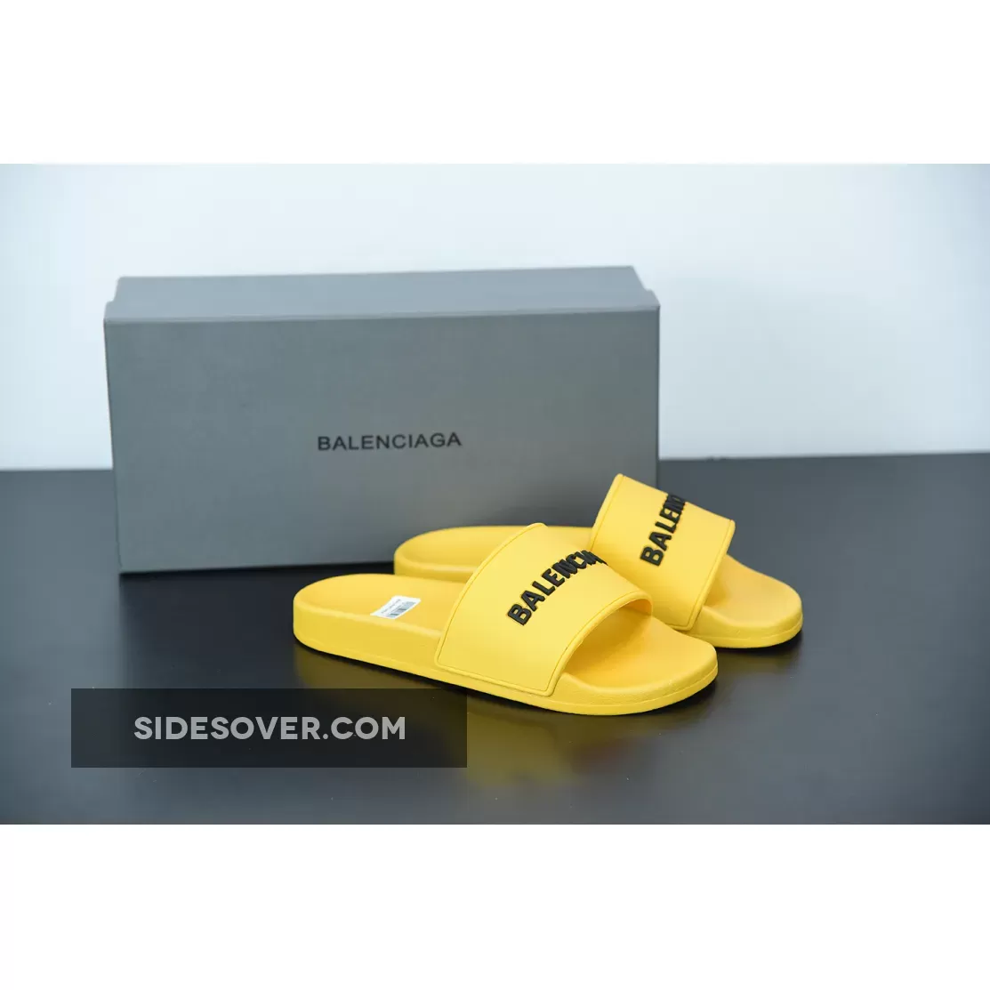 Balenciaga Logo Pool Sides Sandals Yellow Black 1675867640 Online Sale