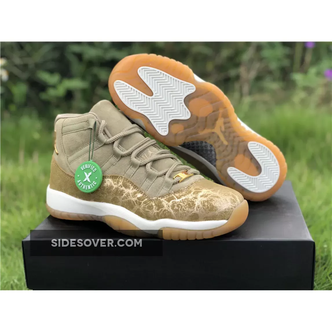 Air Jordan 11 Retro Neutral Olive/Sail-Gum Light Brown-Metallic Stout AJ11 - air jordan 11 olive green