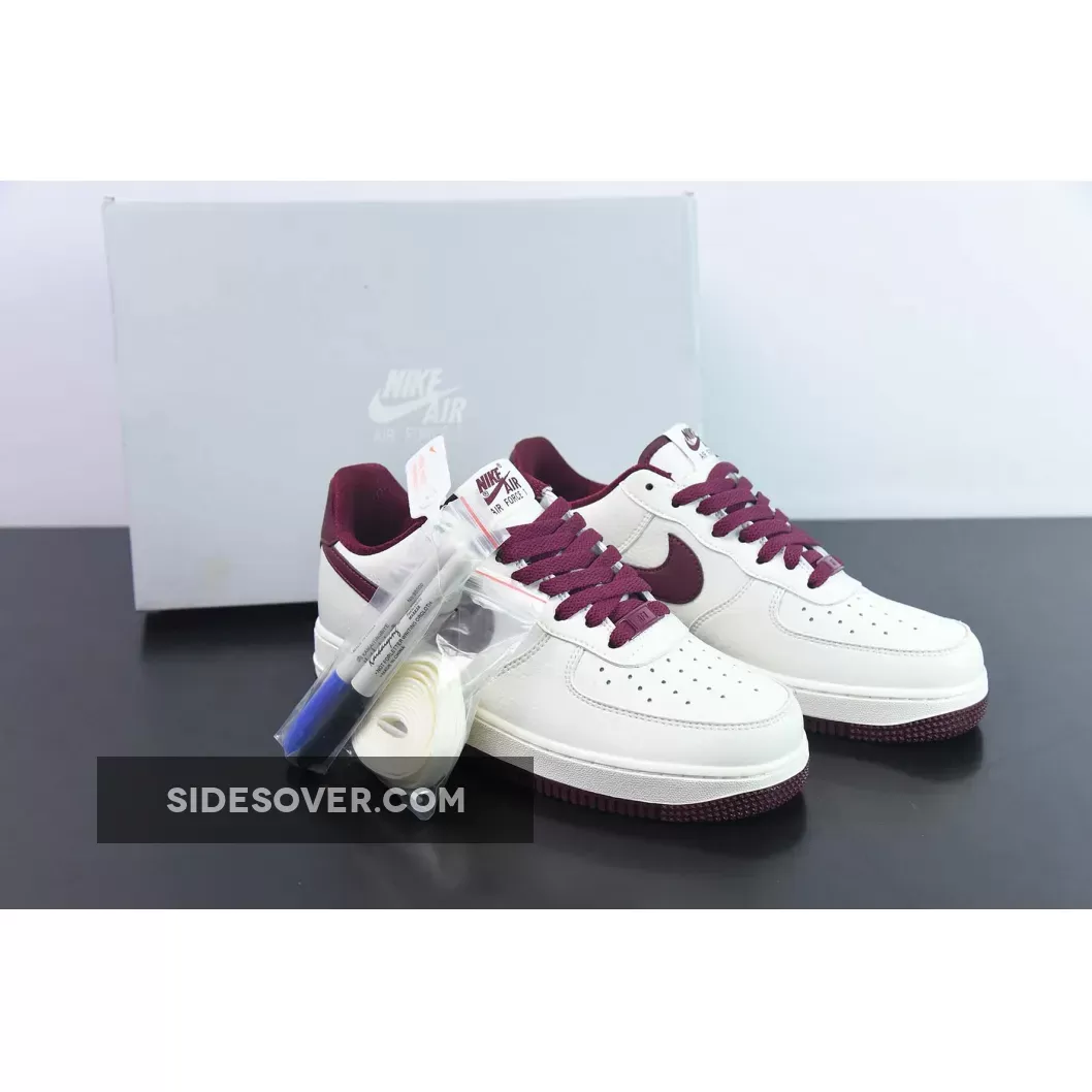 Custom Nike Air Force 1 Low White Wine Red New Releases