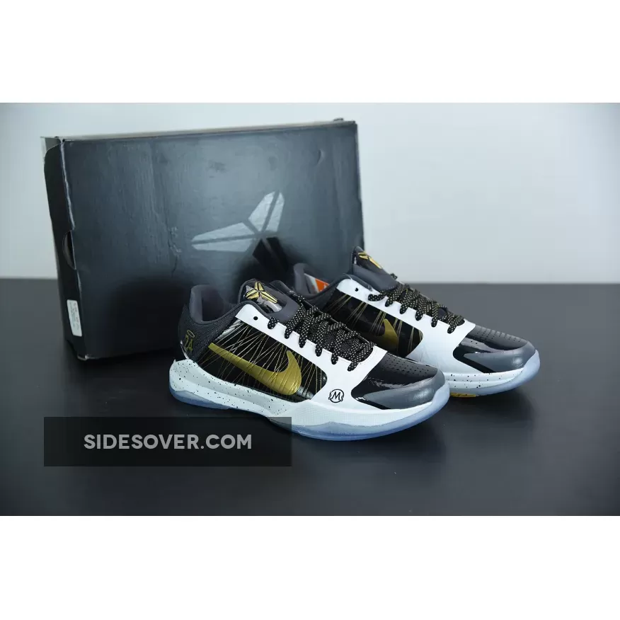 Nike Kobe 5 Protro Black White Gold #kobe black and gold