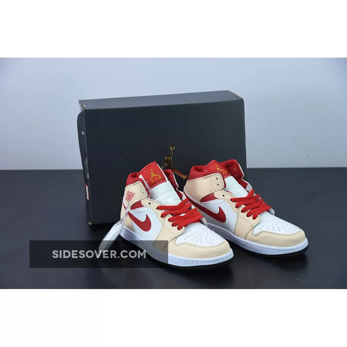 Air Jordan 1 Mid White/Beige-Red 554725-201 / air jordan 1 beige red