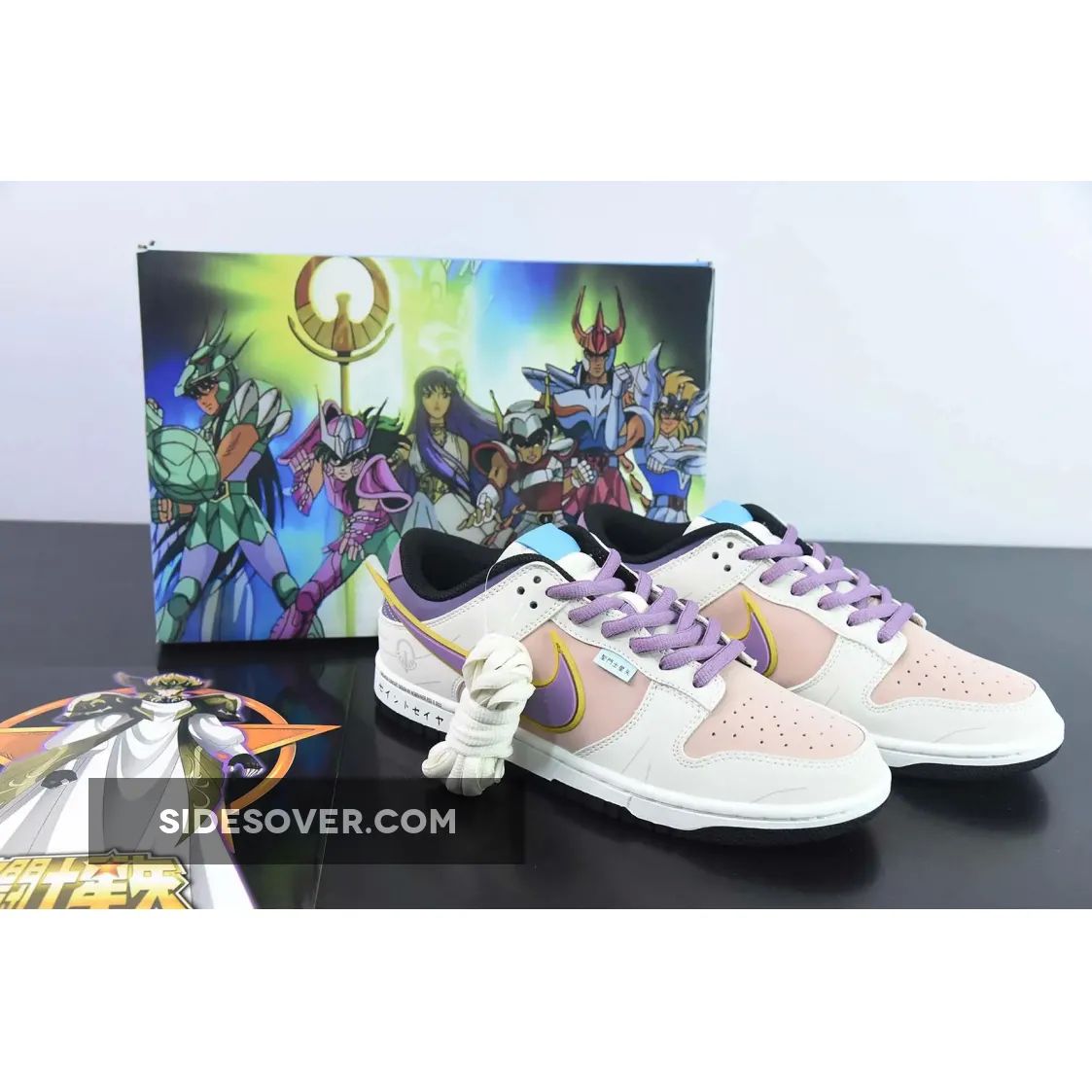 Saint Seiya x Nike Dunk Low Custom White Purple Pink